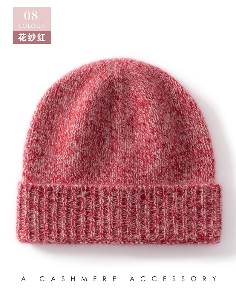 100% Cashmere Knitted Hat with Ear Protection