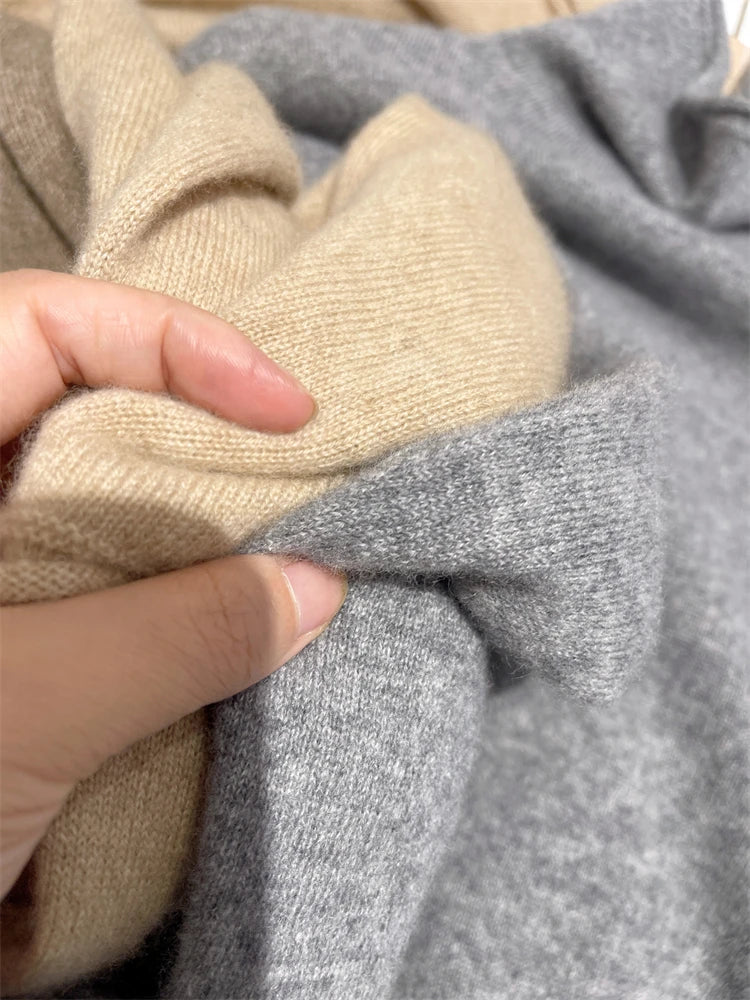 Women's 100% pure cashmere free collar slim sweater
