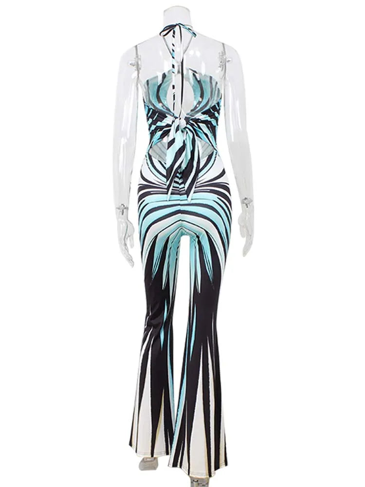 Women's Striped Halter Jumpsuit