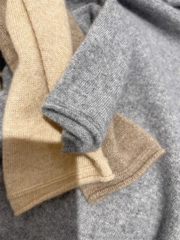 Women's 100% pure cashmere free collar slim sweater