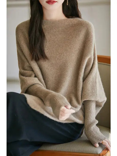 100% Merino Wool Triangle, Boat Neck Pullover Sweater
