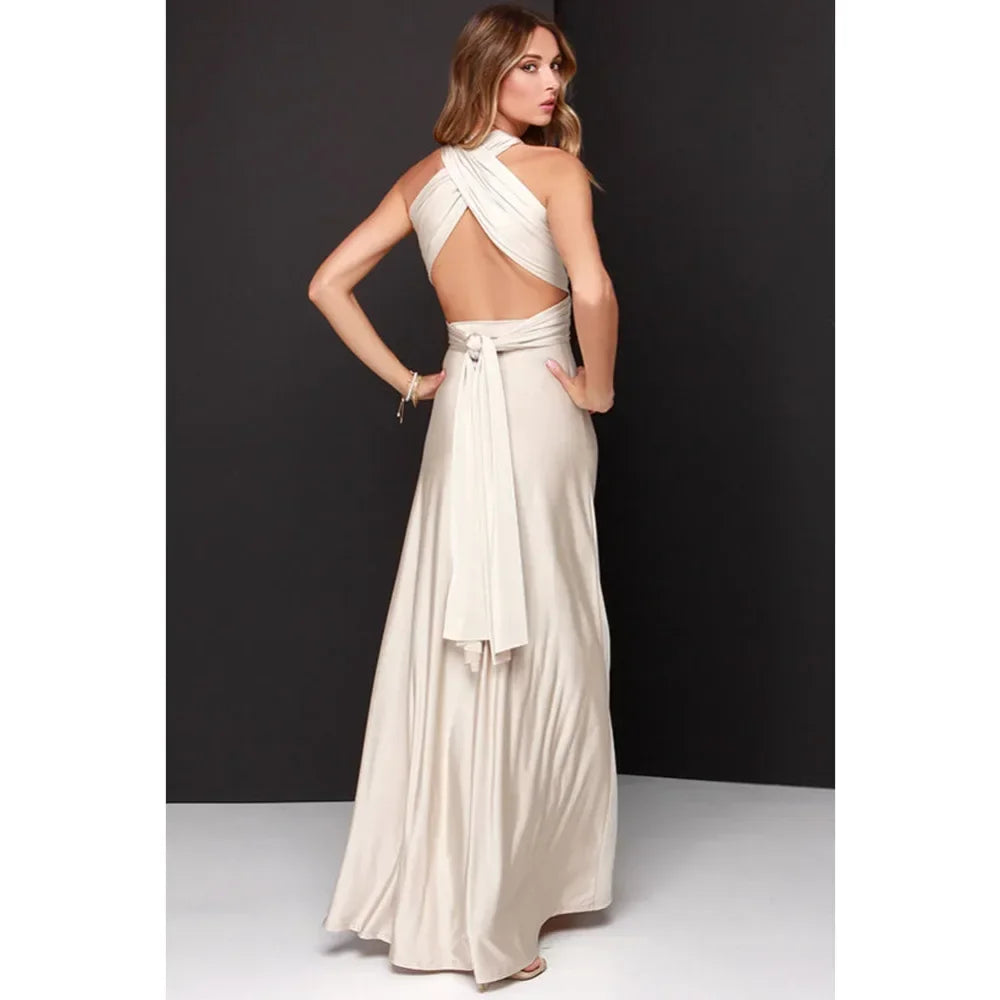 Women's V-neck Strappled Long Dress