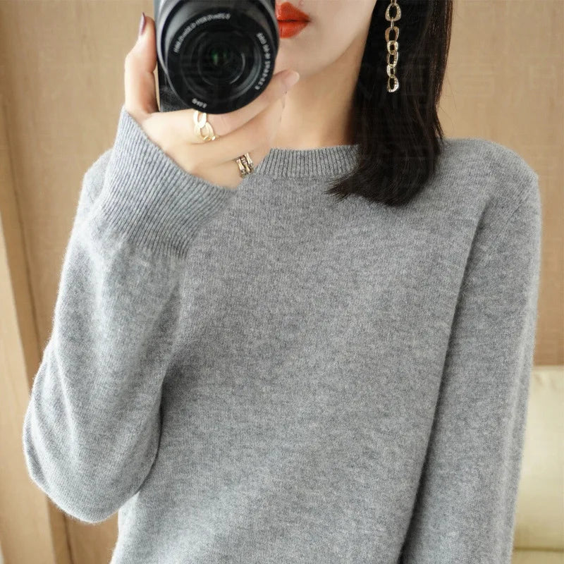 Cashmere Crew Neck Pullover Knit Sweater