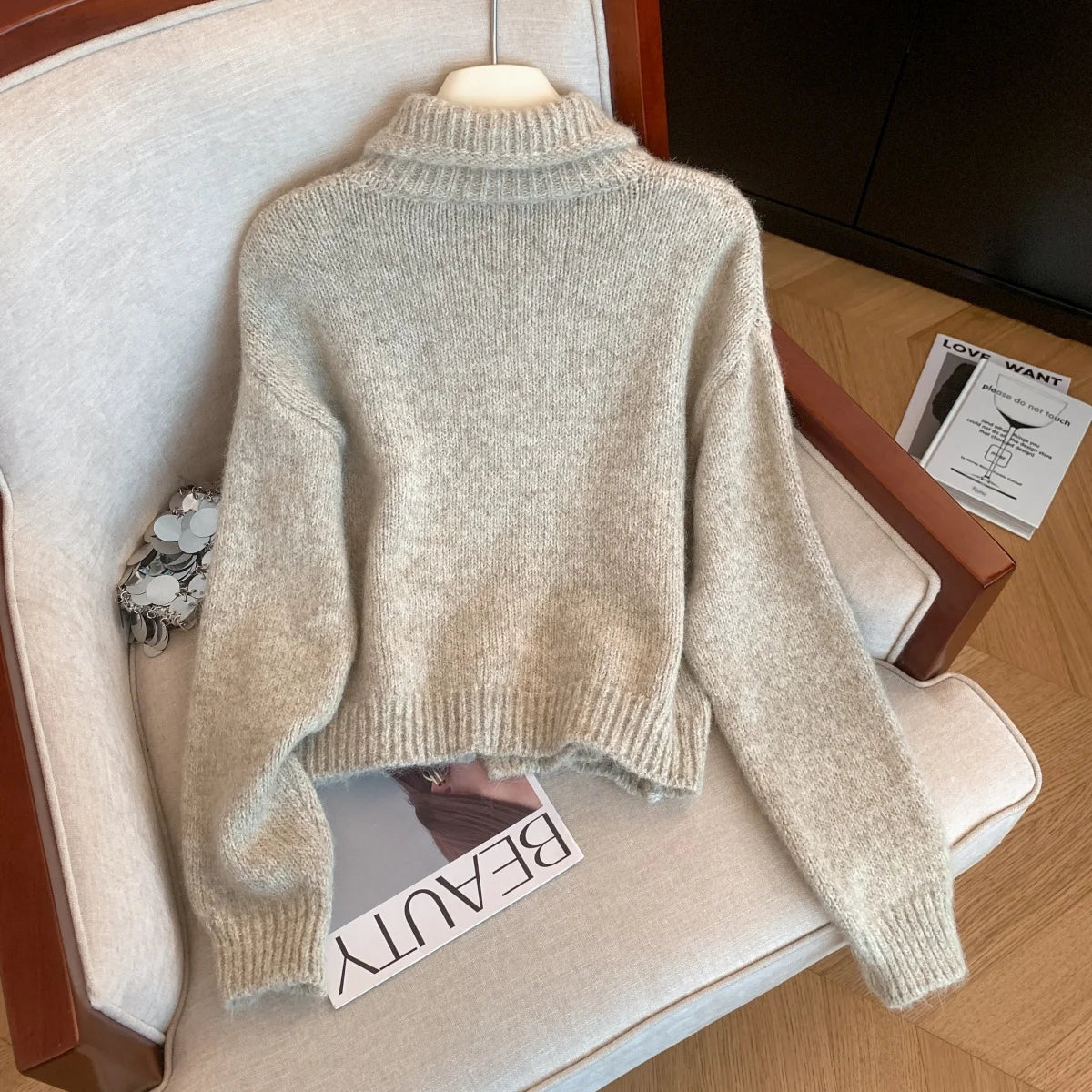 Turtleneck Cardigan Sweater