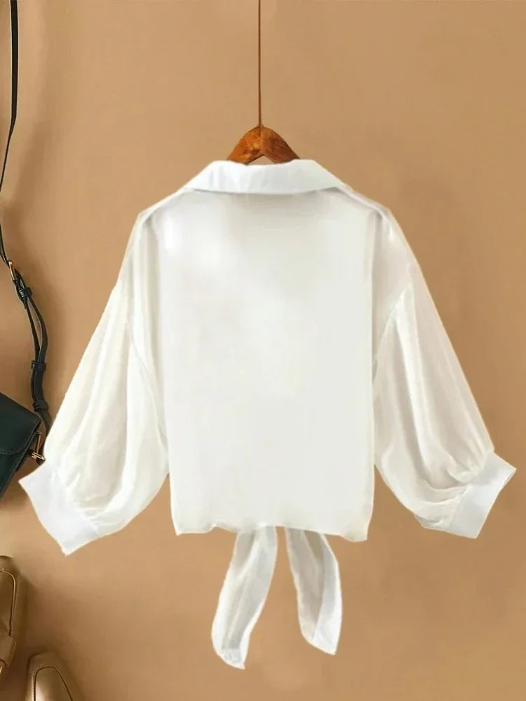 Women's Plus Size Front-Tie Loose Shirts