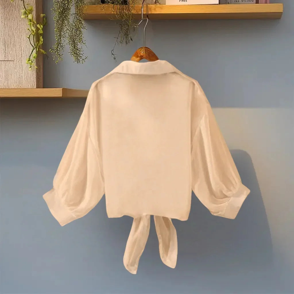 Women's Plus Size Front-Tie Loose Shirts