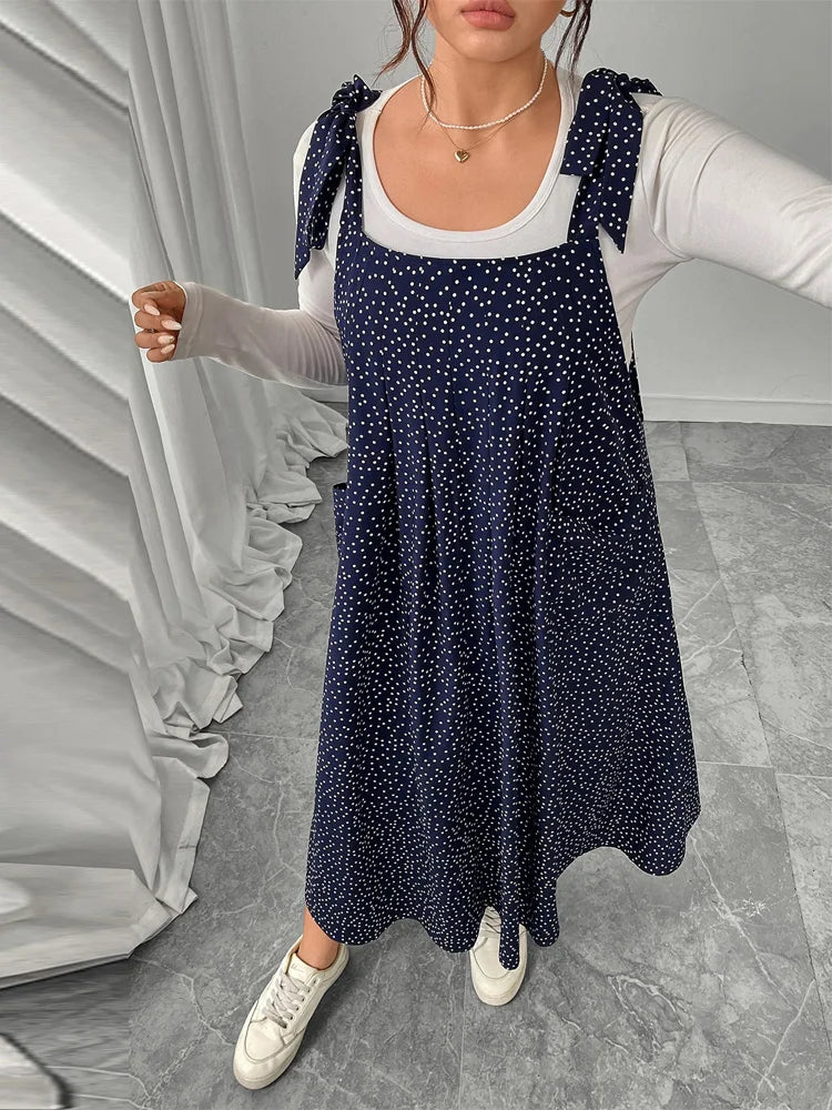 Plus Size Solid Overalls Maxi Dress For Women