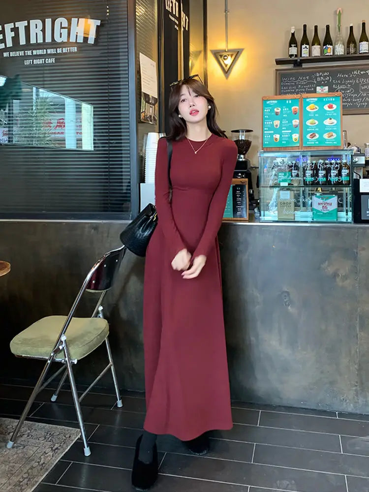 Solid Long Sleeve Corset Dress