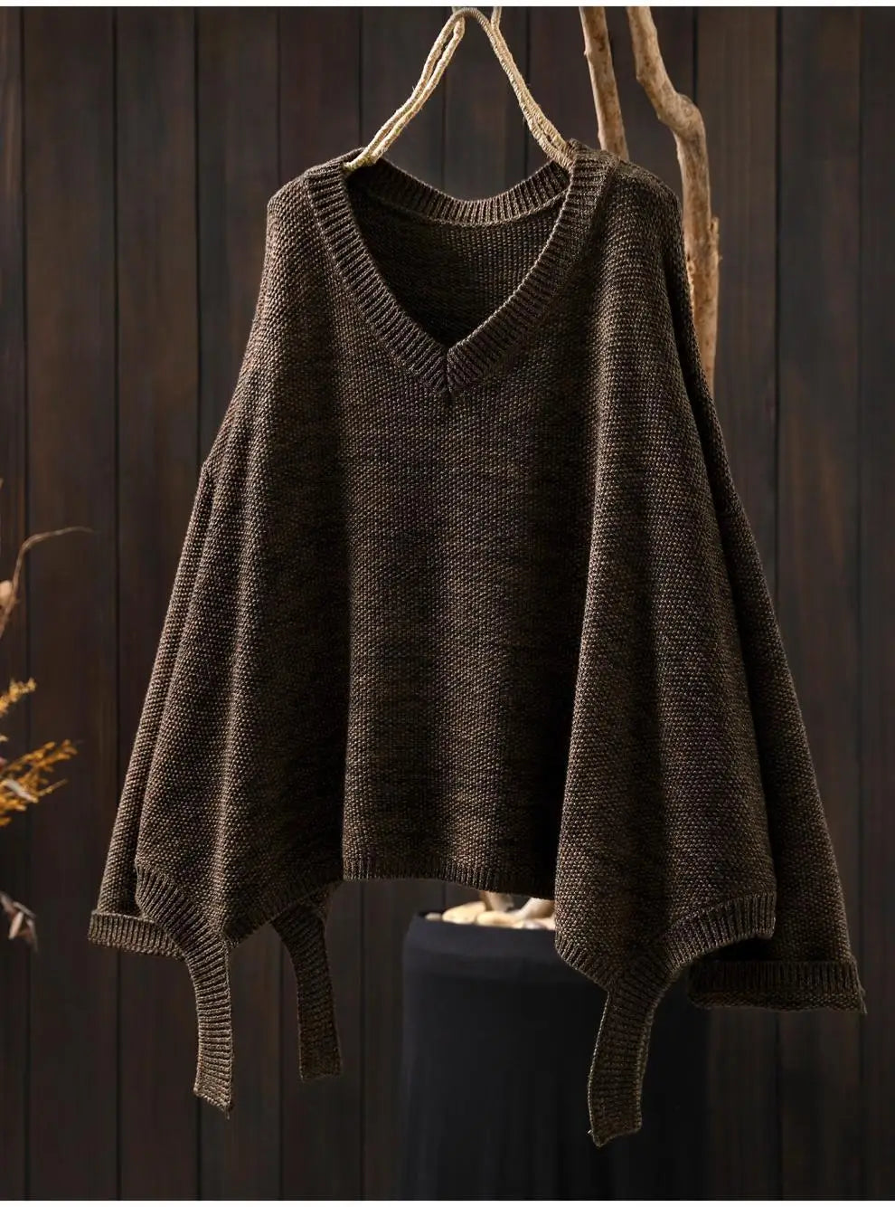 V-Neck Knitted Pullover Sweater