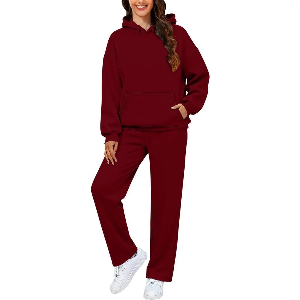 2 PiecePullover Tops And Wide Leg Pants Sweatsuit