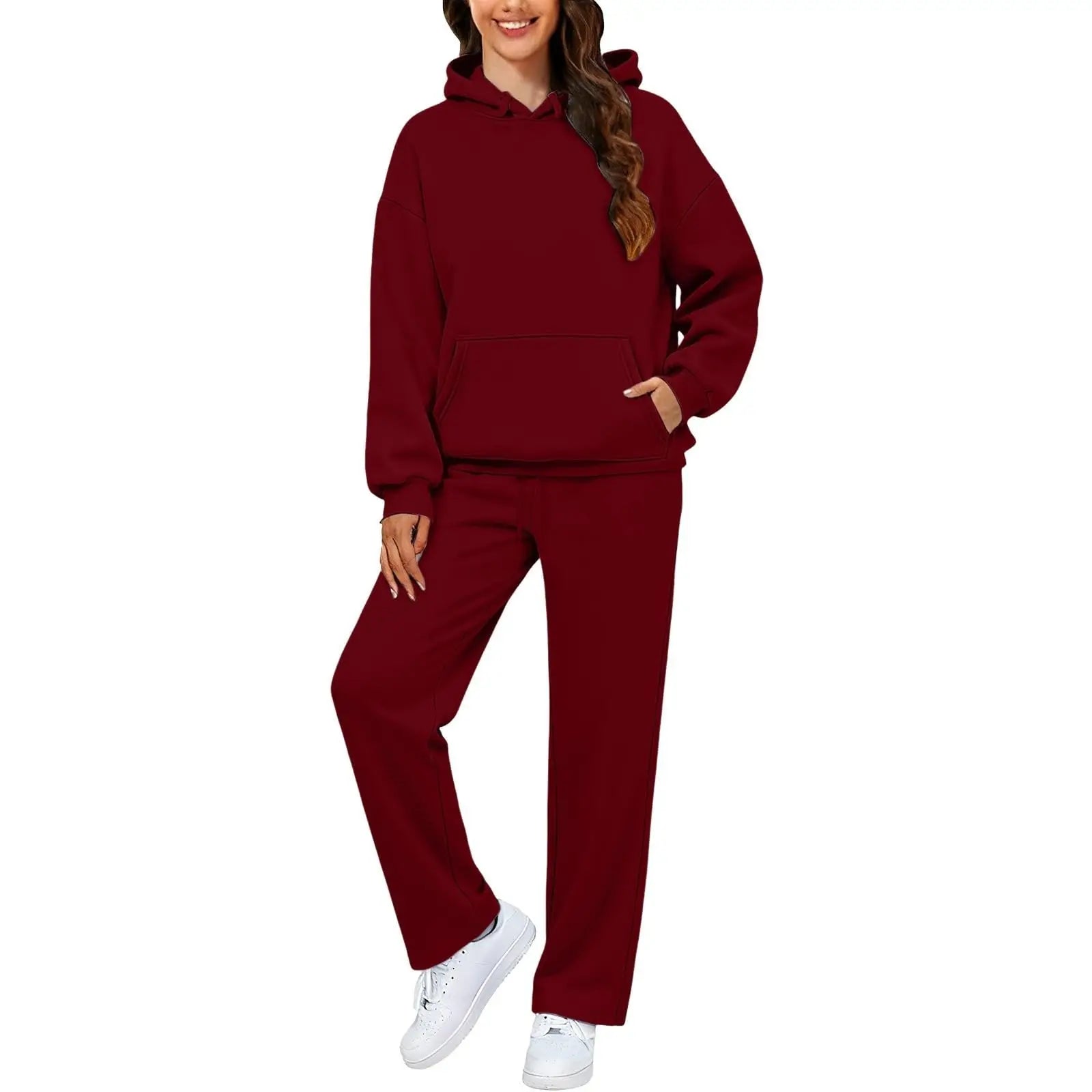 2 PiecePullover Tops And Wide Leg Pants Sweatsuit