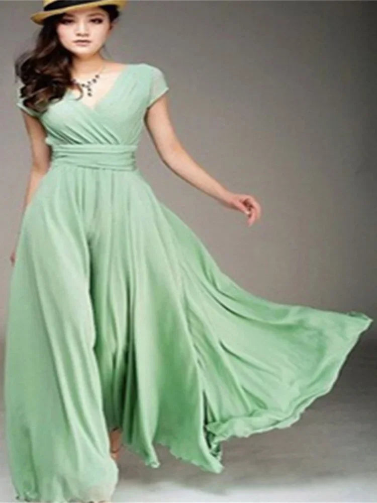 Women's Short Sleeve Chiffon Dress