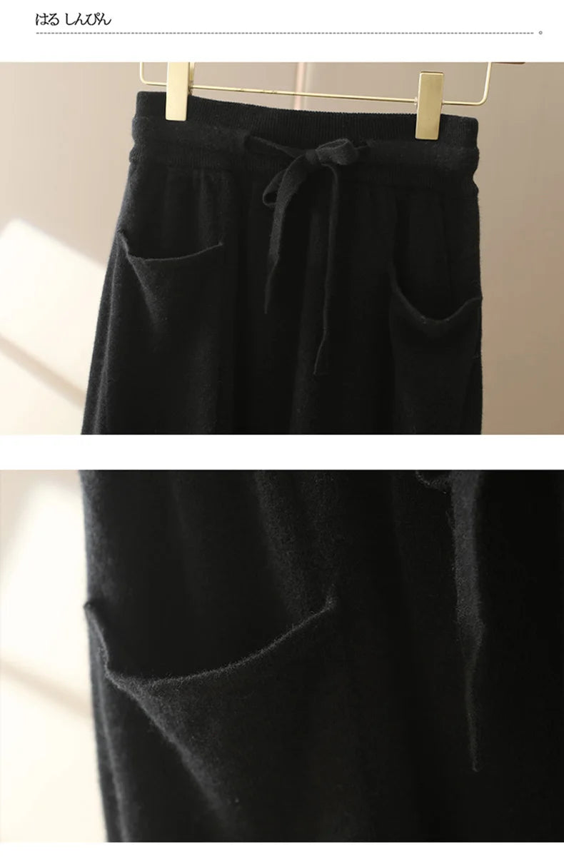 100% Pure Cashmere Wool Women's A-Line Skirt w/Pocket