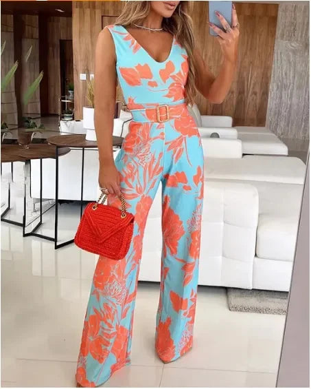 V-neck Jumpsuit - Belt not Included