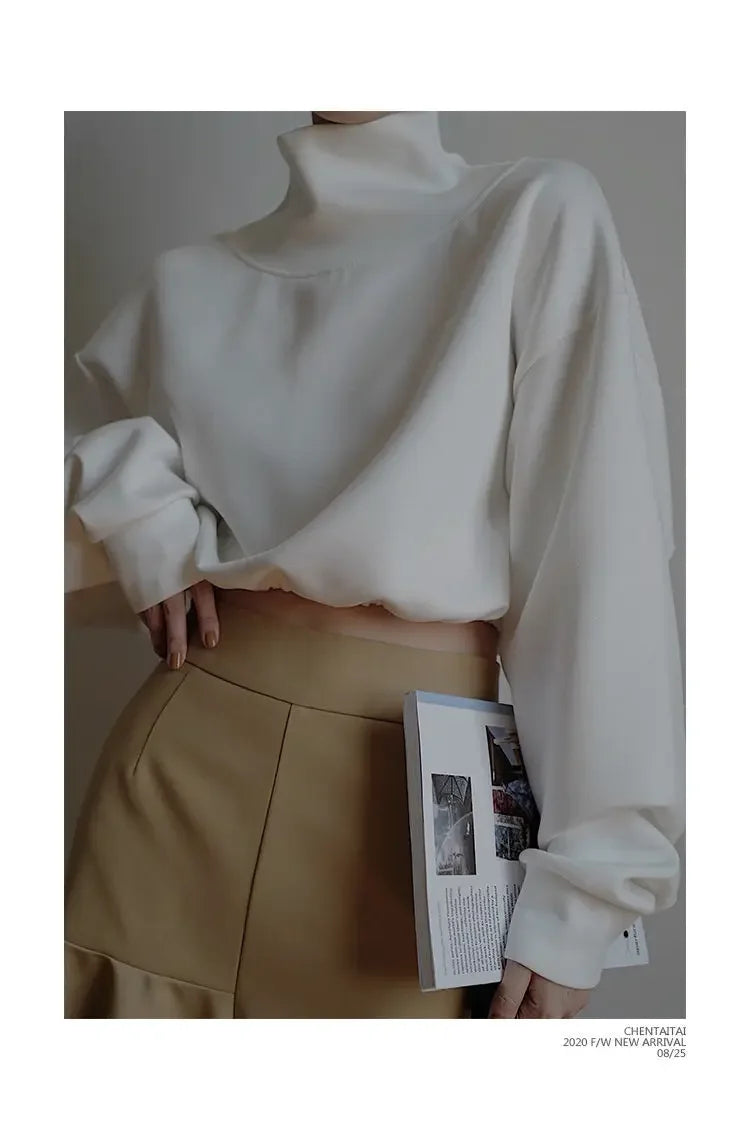 High Collar Long Loose Sleeve Top