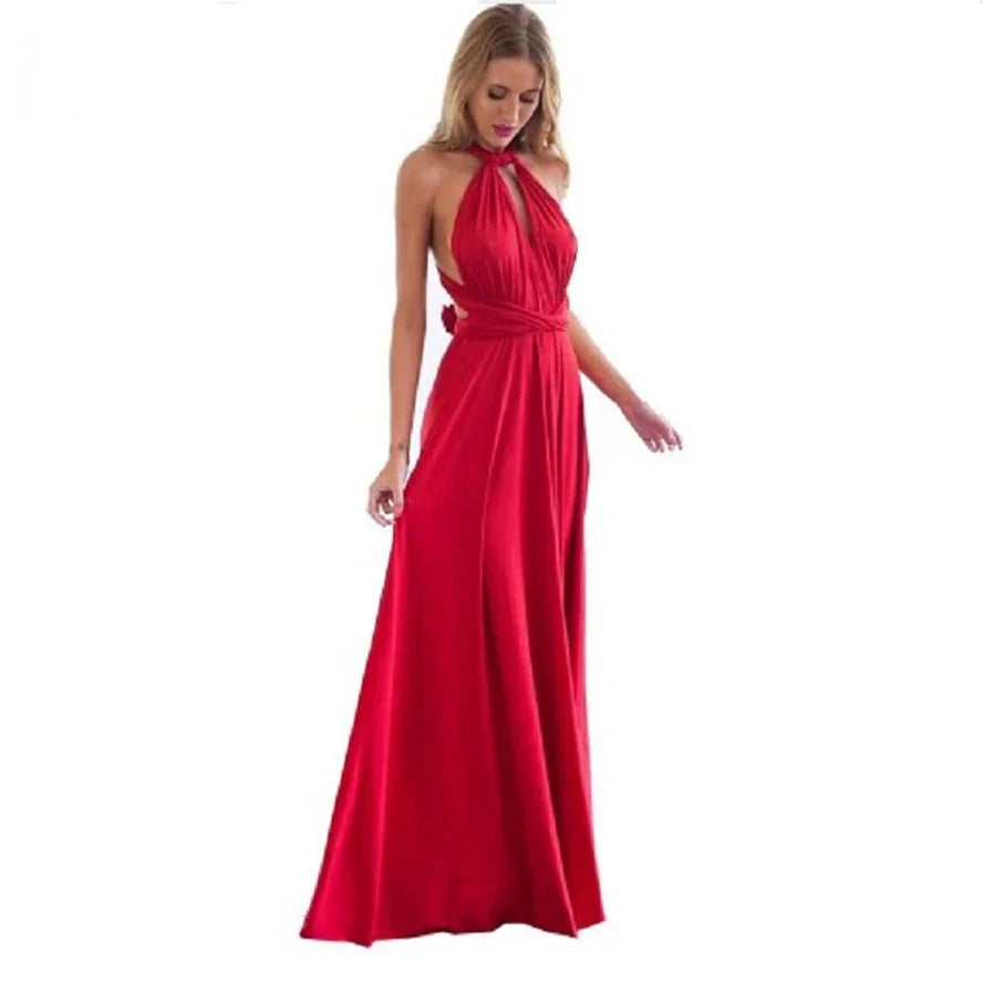 Women's V-neck Strappled Long Dress