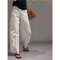 White Cotton Wide-leg Loose Linen Pants