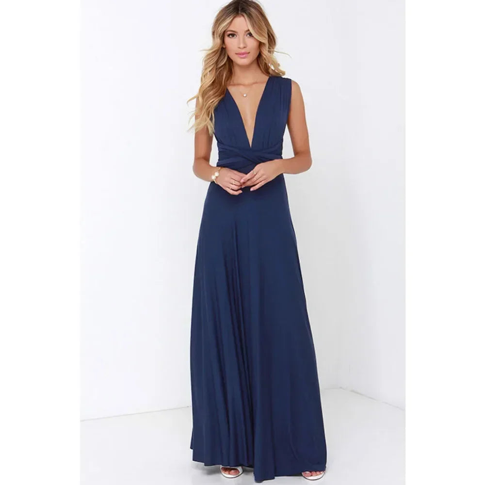 Women's V-neck Strappled Long Dress