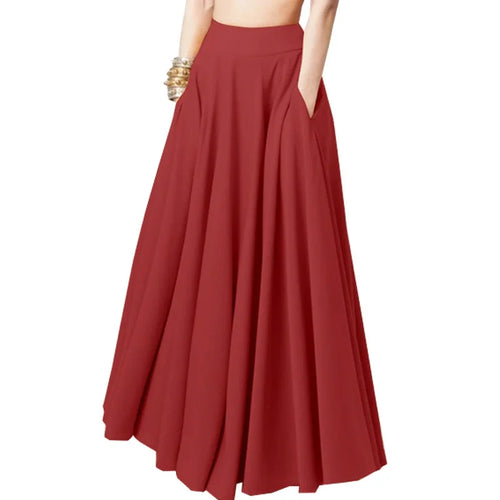 Breathable Half Body Pleated Skirt Micro Elastic Polyester Long Dresses