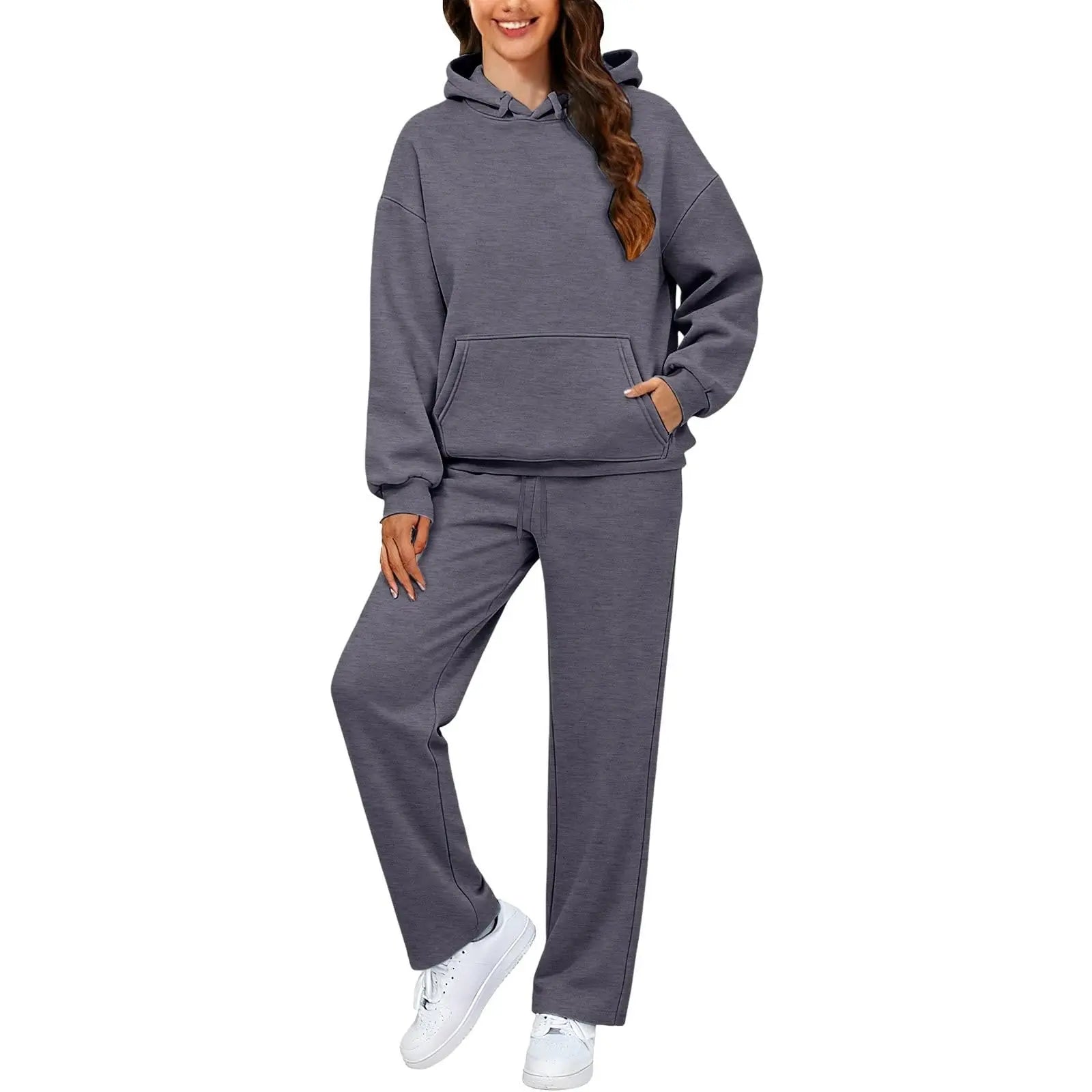 2 PiecePullover Tops And Wide Leg Pants Sweatsuit
