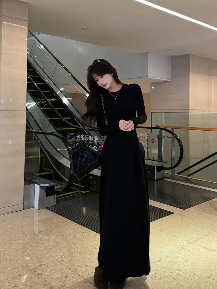 Solid Long Sleeve Corset Dress