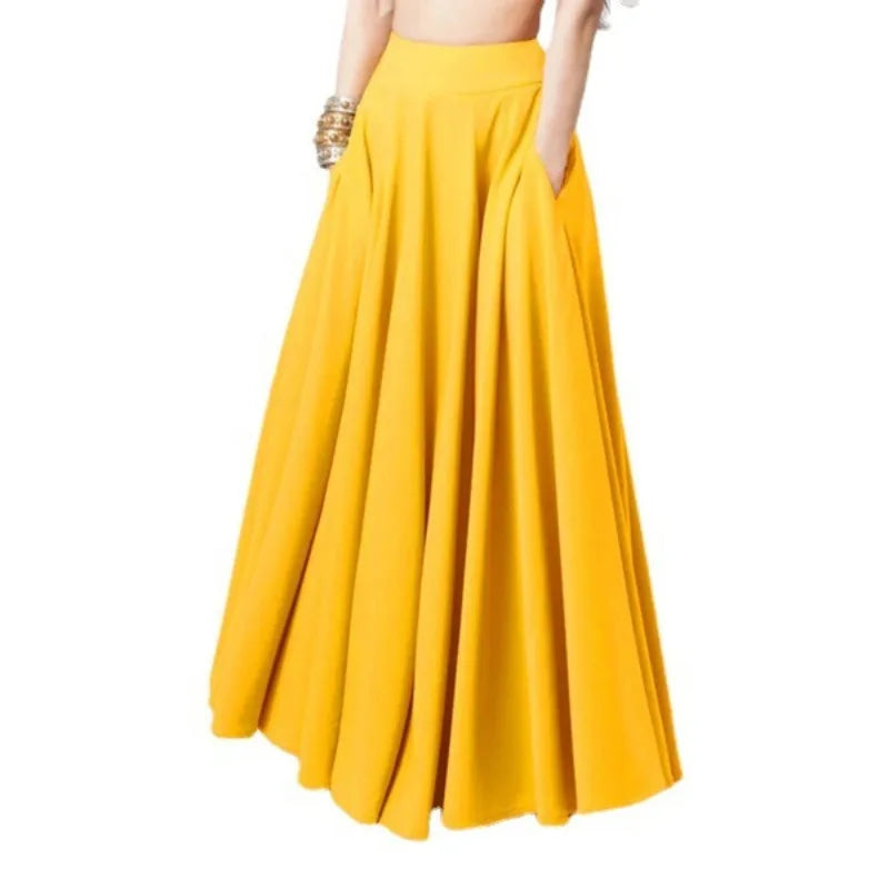 Breathable Half Body Pleated Skirt Micro Elastic Polyester Long Dresses