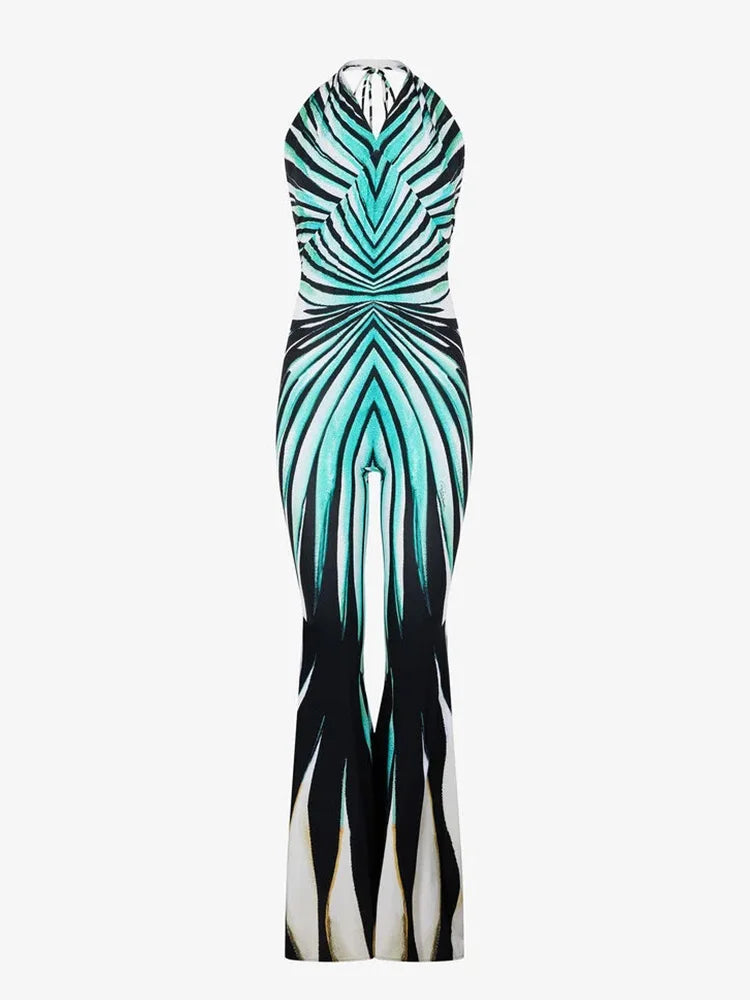 Women's Striped Halter Jumpsuit