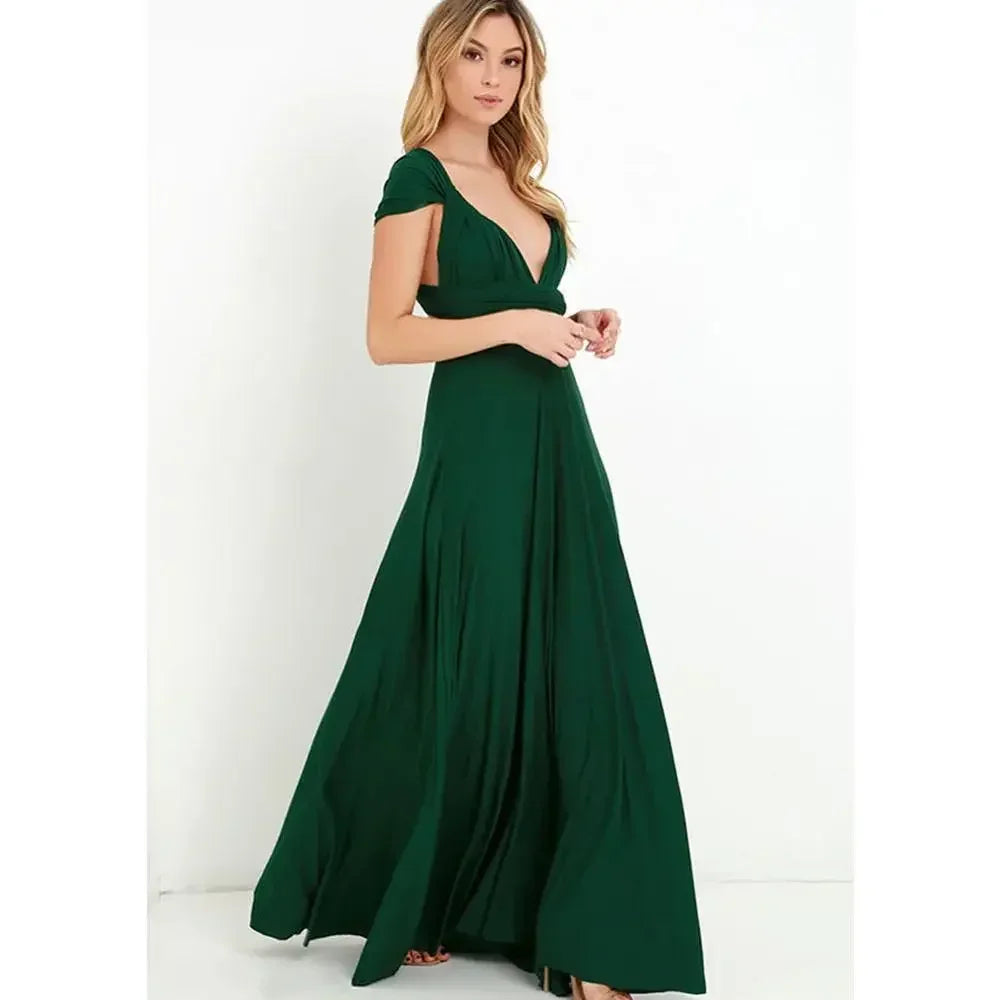 Women's V-neck Strappled Long Dress