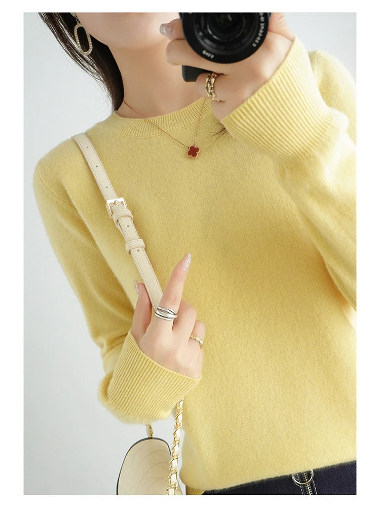 Cashmere Crew Neck Pullover Knit Sweater