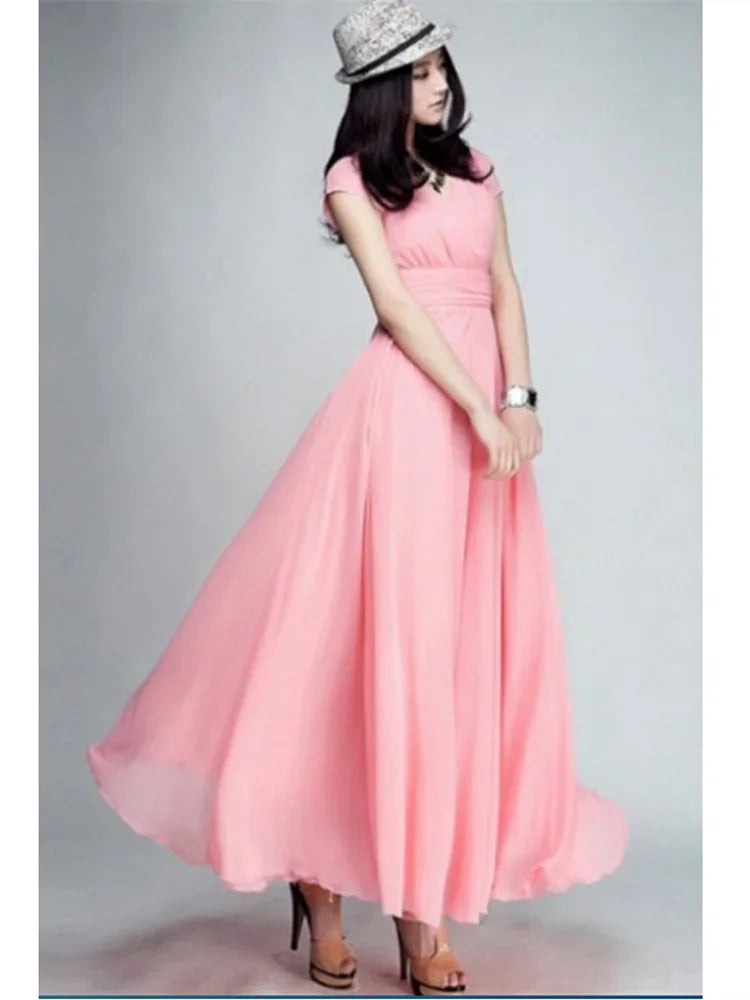 Women's Short Sleeve Chiffon Dress