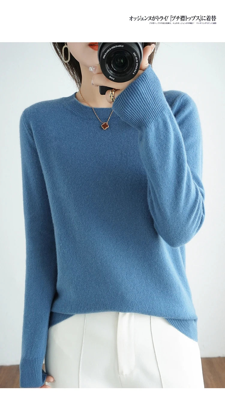 Cashmere Crew Neck Pullover Knit Sweater