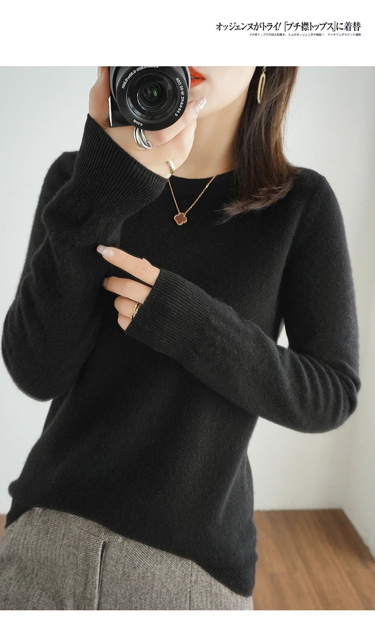 Cashmere Crew Neck Pullover Knit Sweater