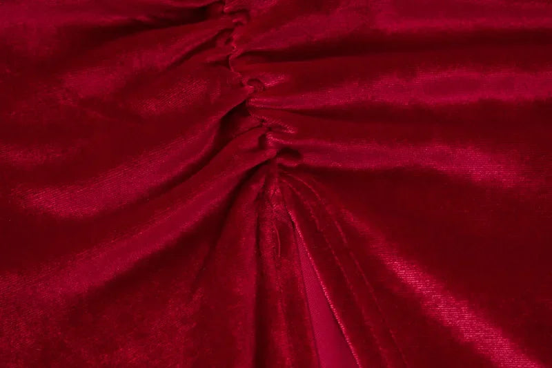 Elegant Long Sleeve Velvet Evening Dress w/Slit