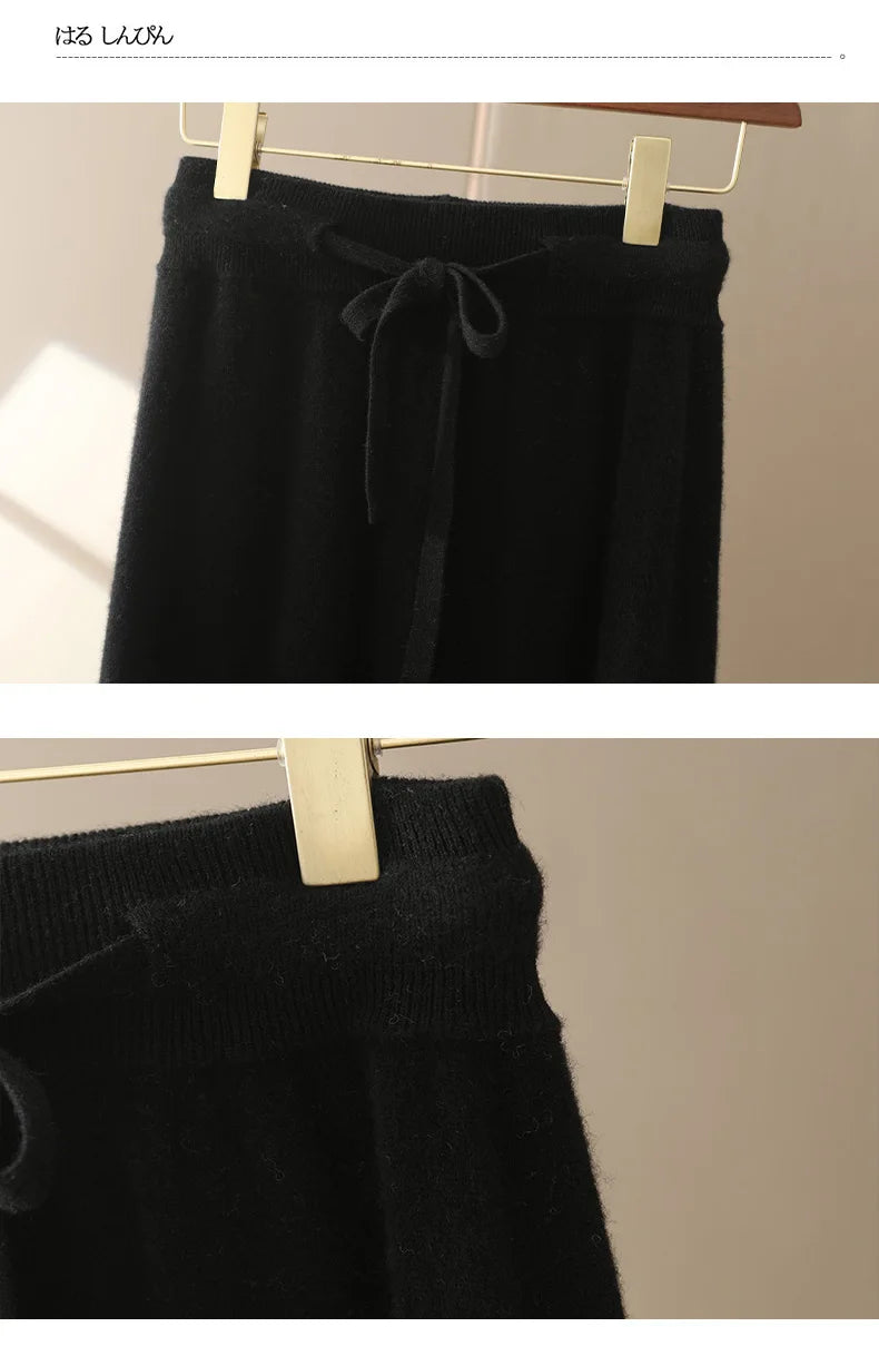 100% Pure Cashmere Wool Women's A-Line Skirt w/Pocket