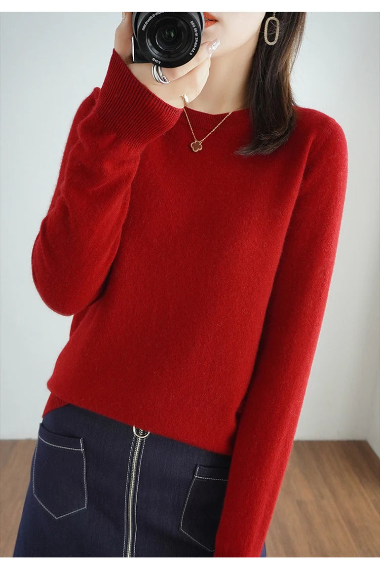 Cashmere Crew Neck Pullover Knit Sweater