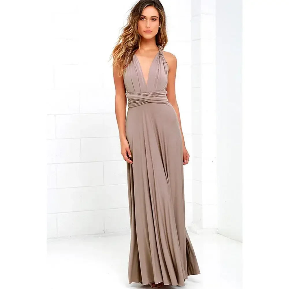 Women's V-neck Strappled Long Dress