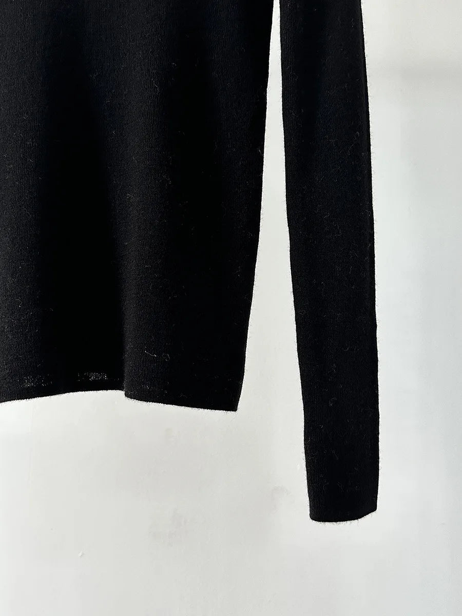 100% Wool Long Sleeve Mock Neck Sweater