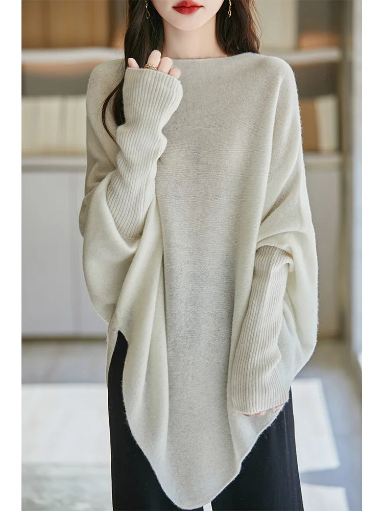 100% Merino Wool Triangle, Boat Neck Pullover Sweater