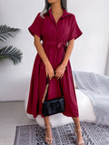Women's Turn Down Collar Lace Up Dress