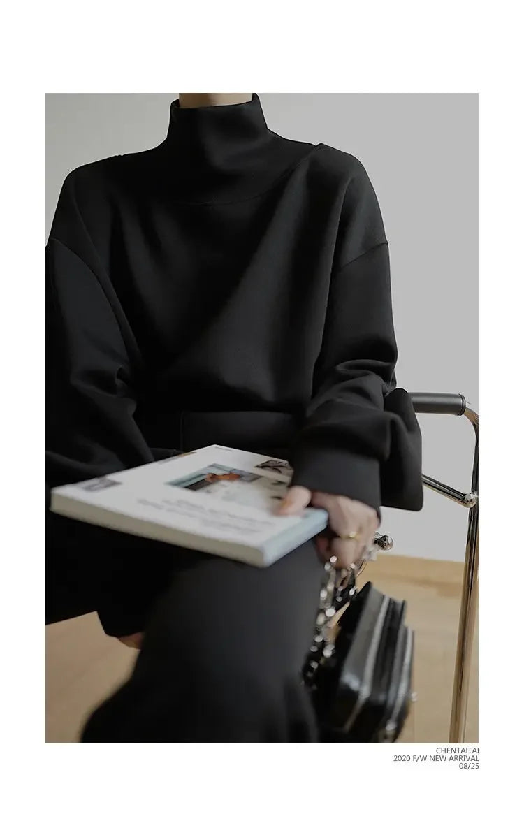 High Collar Long Loose Sleeve Top