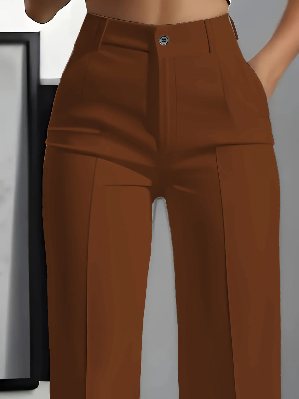 Hiigh-waisted, straight-cut, suit pants