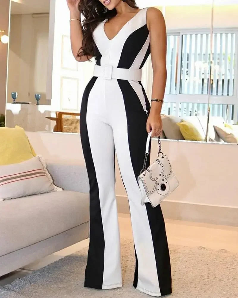 V-neck Jumpsuit - Belt not Included