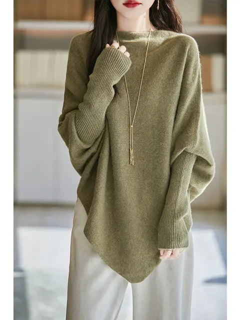 100% Merino Wool Triangle, Boat Neck Pullover Sweater