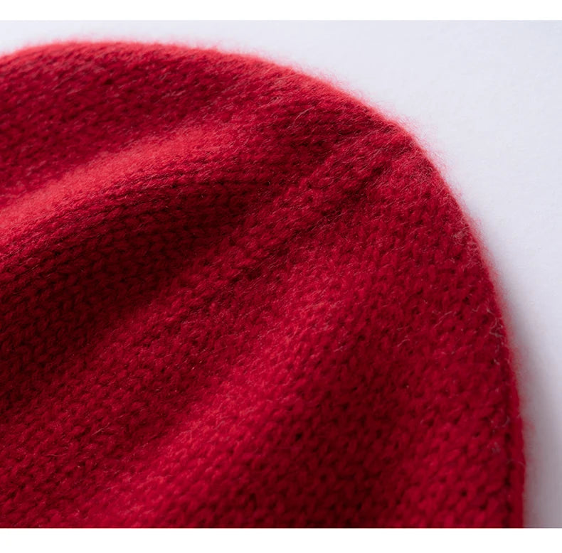 100% Cashmere Knitted Hat with Ear Protection