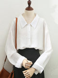 Vintage Crepe Long sleeve Blouse w/Collar