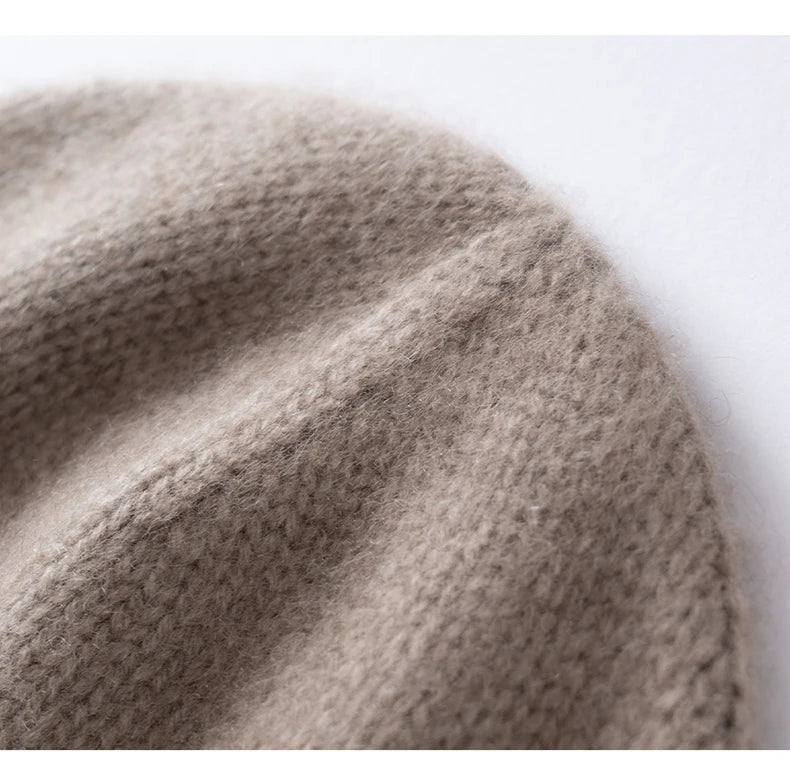 100% Cashmere Knitted Hat with Ear Protection