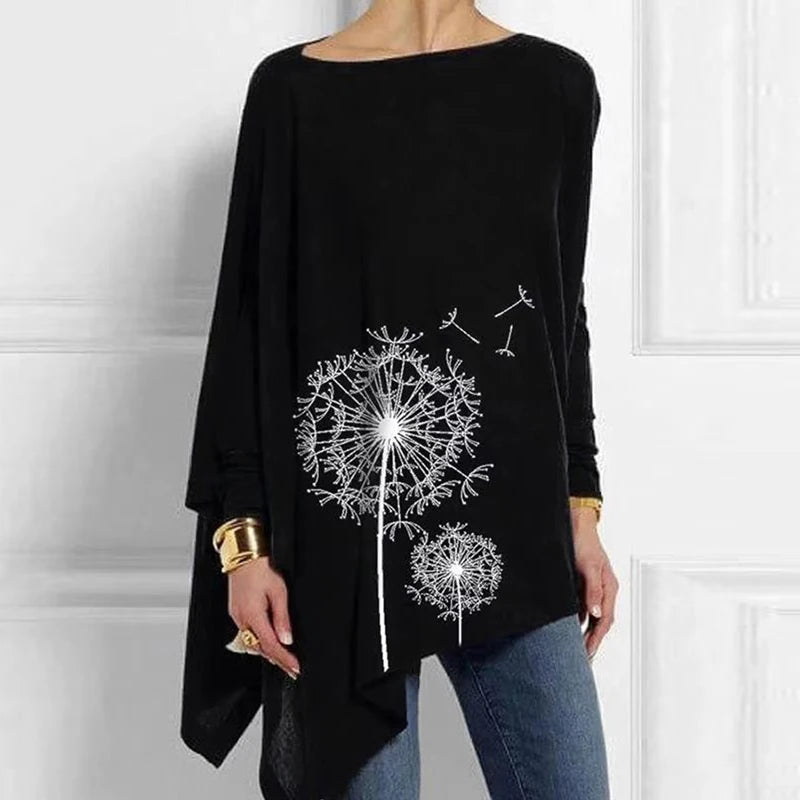 Cotton O Neck Long Sleeve Pullover Blouse