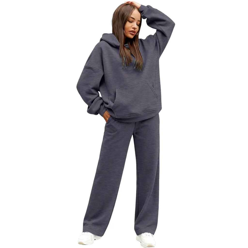 2 PiecePullover Tops And Wide Leg Pants Sweatsuit