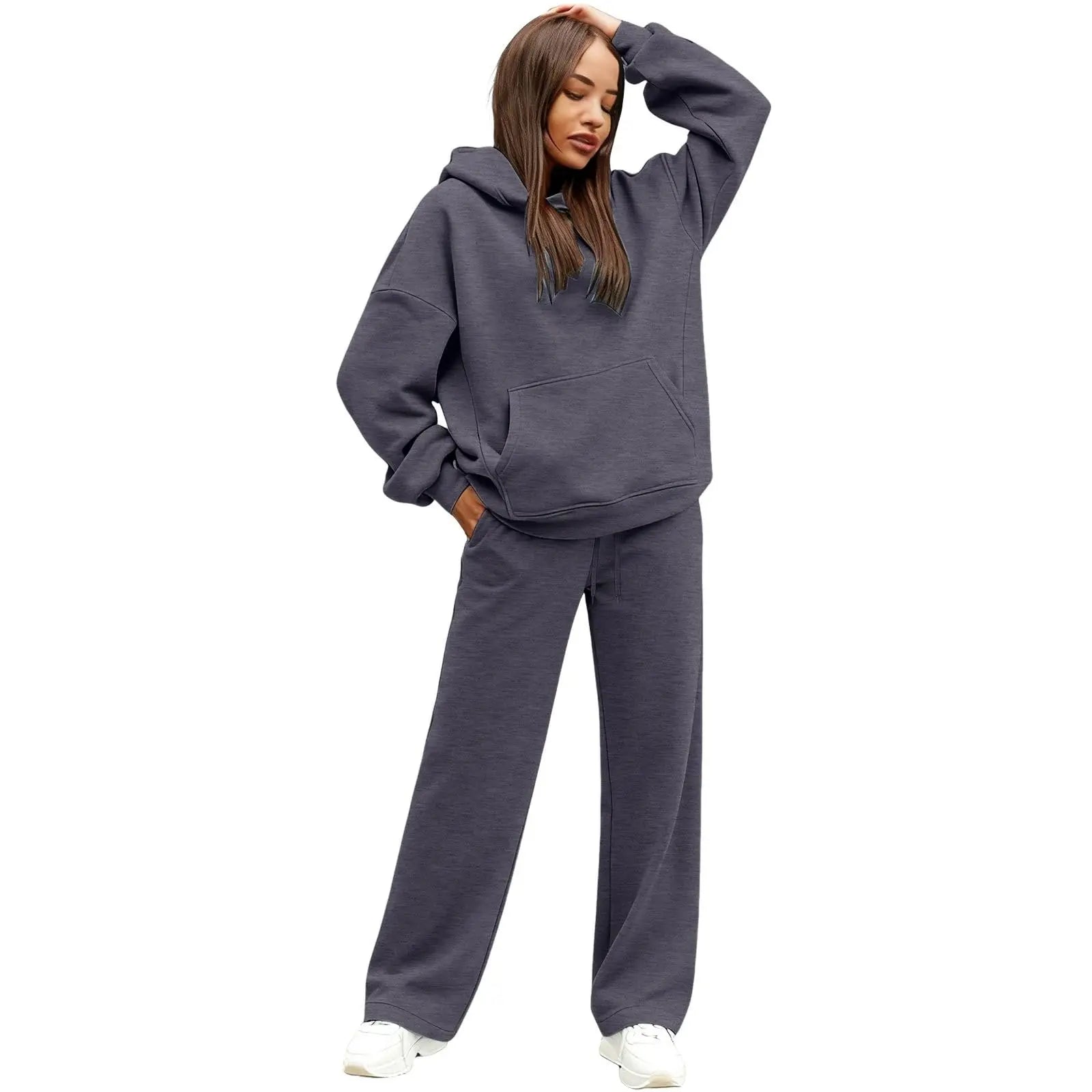 2 PiecePullover Tops And Wide Leg Pants Sweatsuit