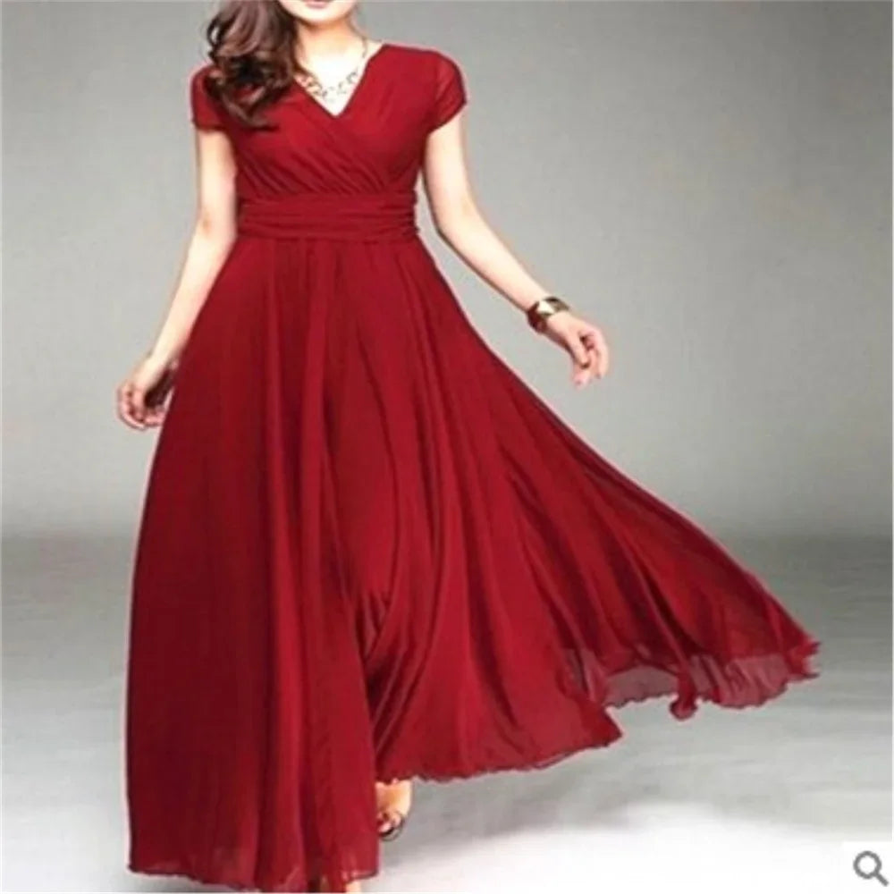 Women's Short Sleeve Chiffon Dress